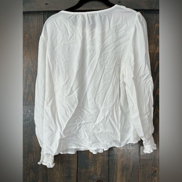 Grand & Greene White Blouse Button Down Long Sleeve Top Small - Picture 2 of 8
